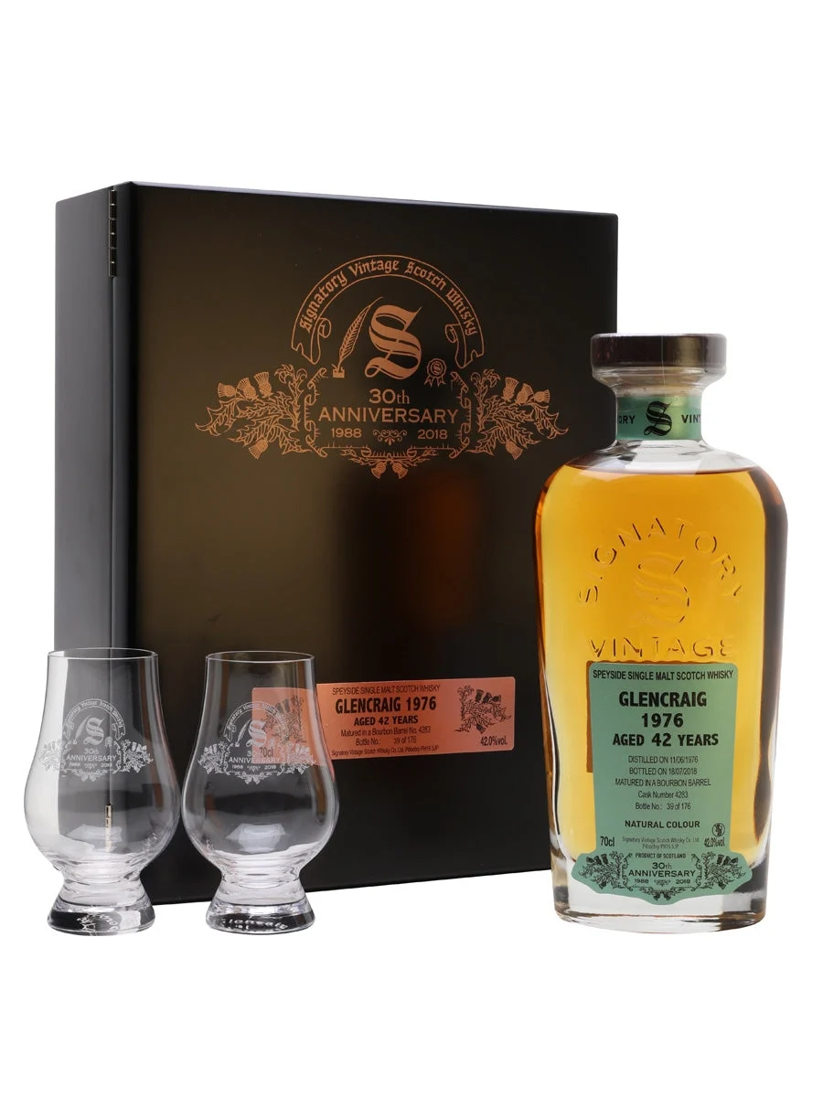 Glencraig 1976 42 Year Old Signatory 30th Anniversary Speyside Single Malt Scotch Whisky | 700ML - Whiskey