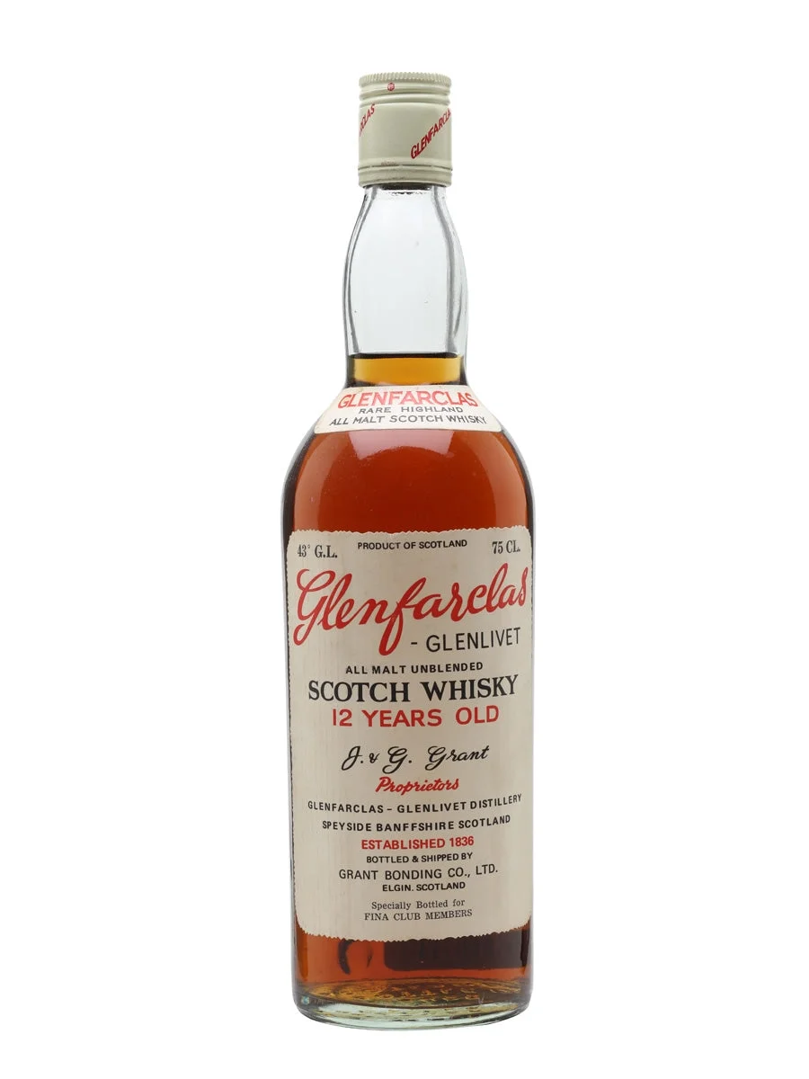 Glenfarclas 12 Year Old Bot.1974 Fina Club Speyside Single Malt Scotch Whisky - Whiskey