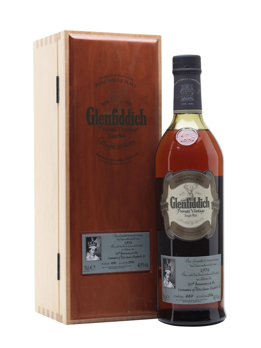 Glenfiddich 1974 Queen's Coronation Sherry Cask Speyside Single Malt Scotch Whisky | 700ML - Whiskey