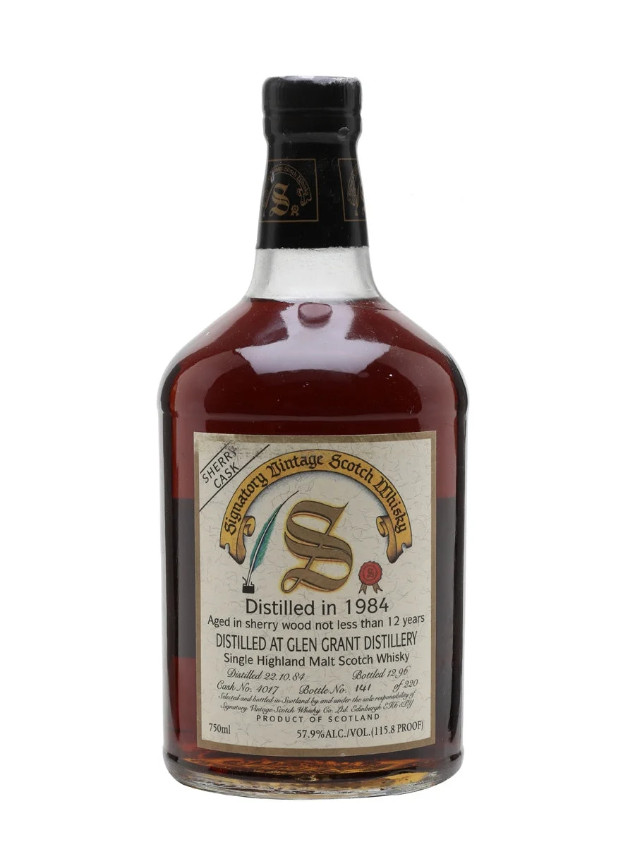 Glen Grant 1984 12 Year Old Sherry Cask Signatory Speyside Single Malt Scotch Whisky - Whiskey