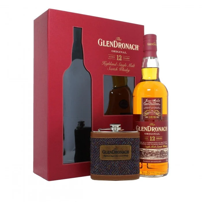 GlenDronach 12 Year Old Gift Pack with Walker Slater Hip Flask Single Malt Scotch Whisky - Whiskey