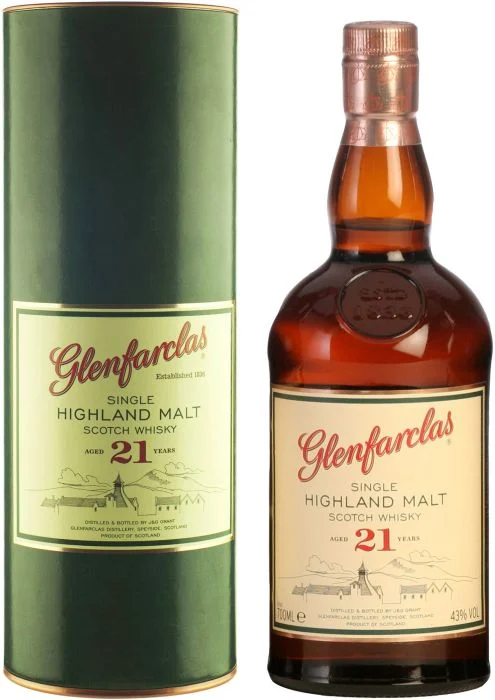 Whisky escocés de pura malta Glenfarclas 21 años