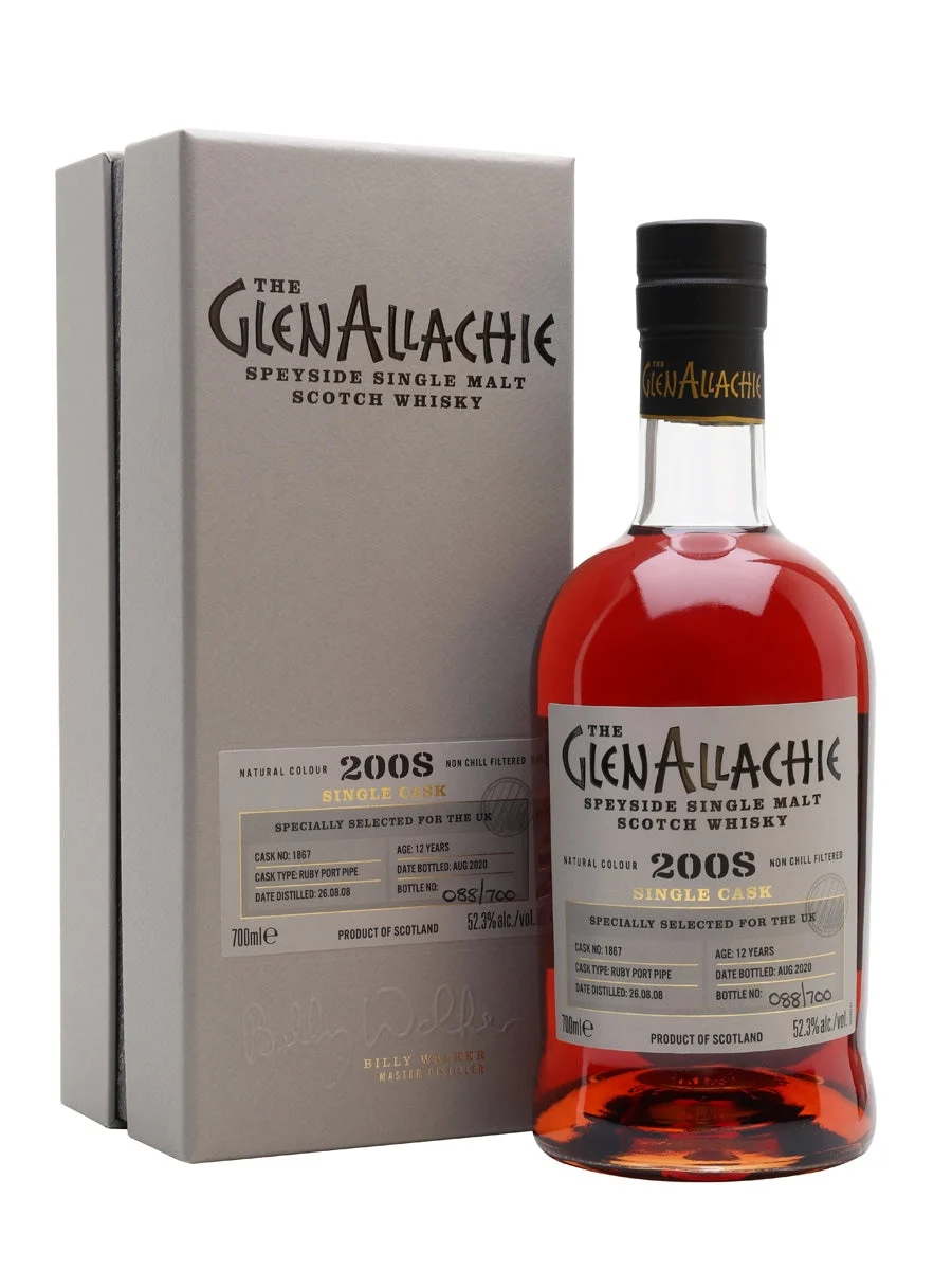 Glenallachie 2008 12 Year Old Ruby Port Pipe Speyside Single Malt Scotch Whisky | 700ML - Whiskey