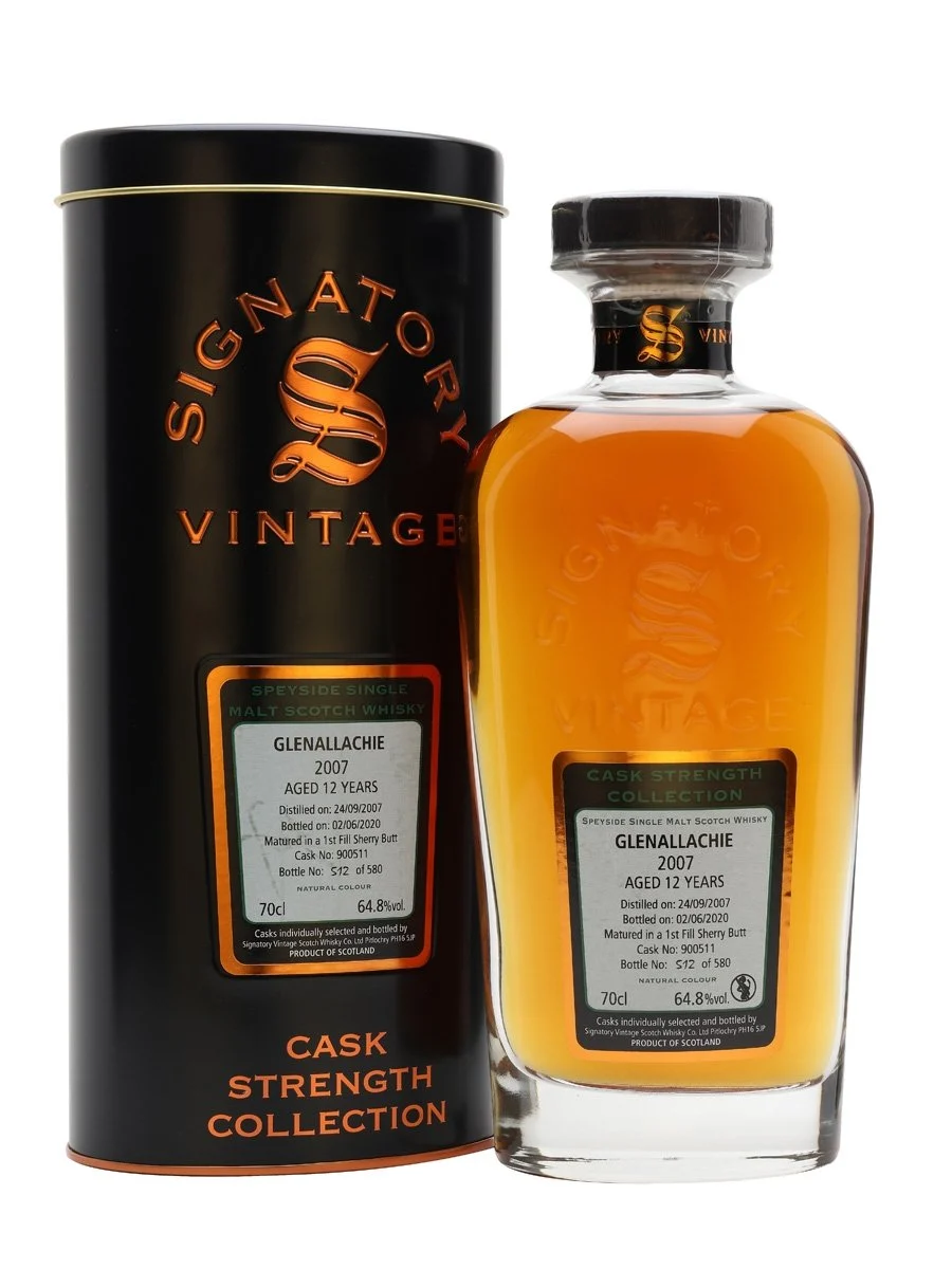 Glenallachie 2007 12 Year Old Signatory Speyside Single Malt Scotch Whisky | 700ML - Whiskey