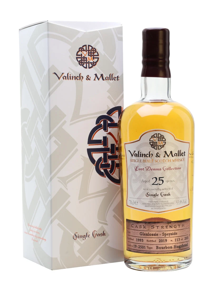 Glenlossie 25 Year Old Valinch & Mallet Speyside Single Malt Scotch Whisky | 700ML - Whiskey