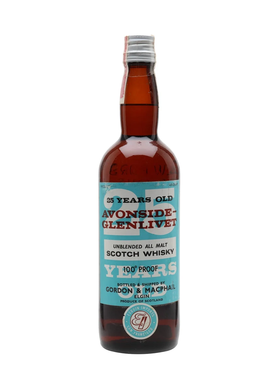 Avonside-Glenlivet 25 Year Old 100 Proof Bot.1960s Gordon & Macphail Speyside Single Malt Scotch Whisky