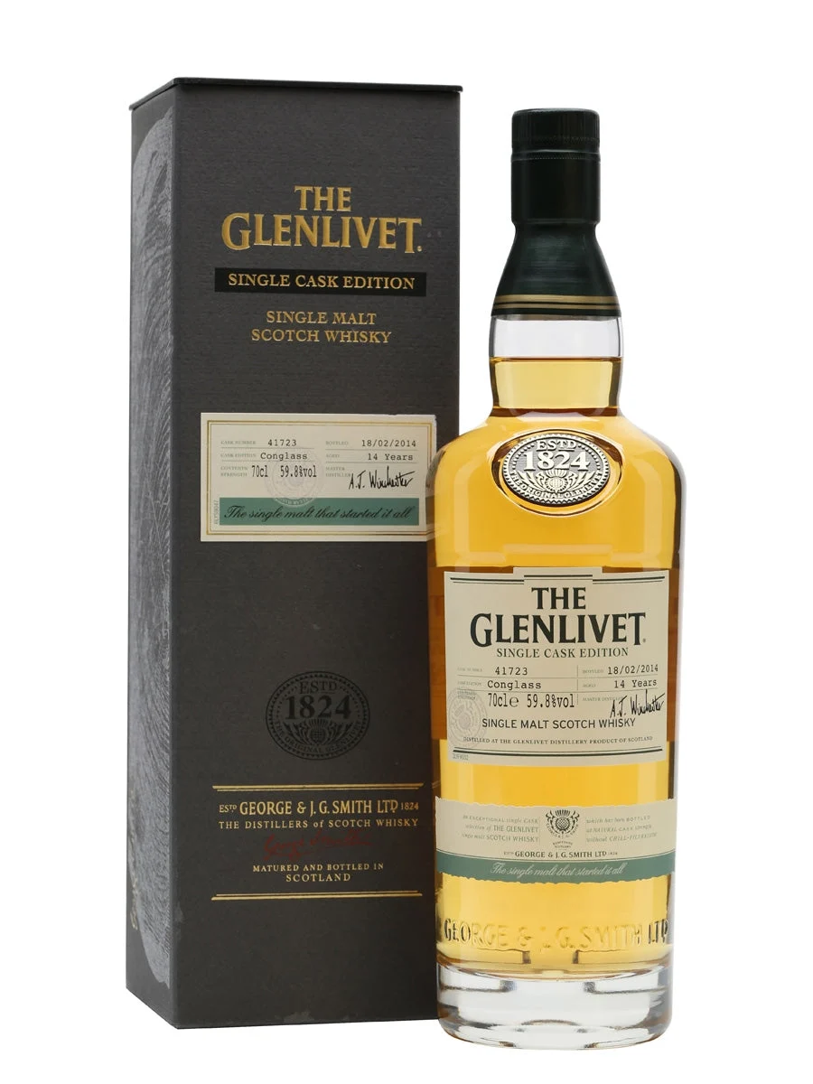 Glenlivet 14 Year Old Conglass Single Cask Speyside Single Malt Scotch Whisky | 700ML - Whiskey