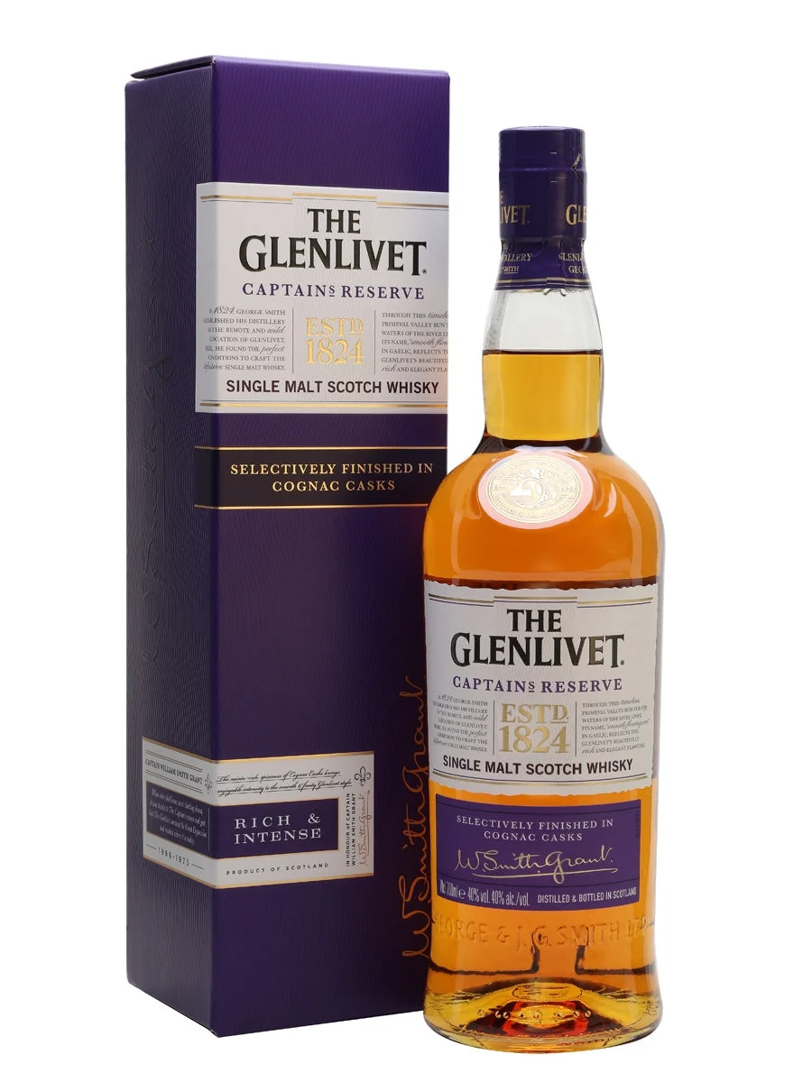 Whisky escocés de pura malta de Speyside Glenlivet Captain's Reserve