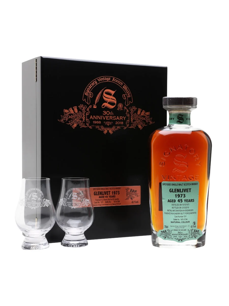 Glenlivet 1973 45 Year Old Signatory 30th Anniversary Speyside Single Malt Scotch Whisky | 700ML - Whiskey