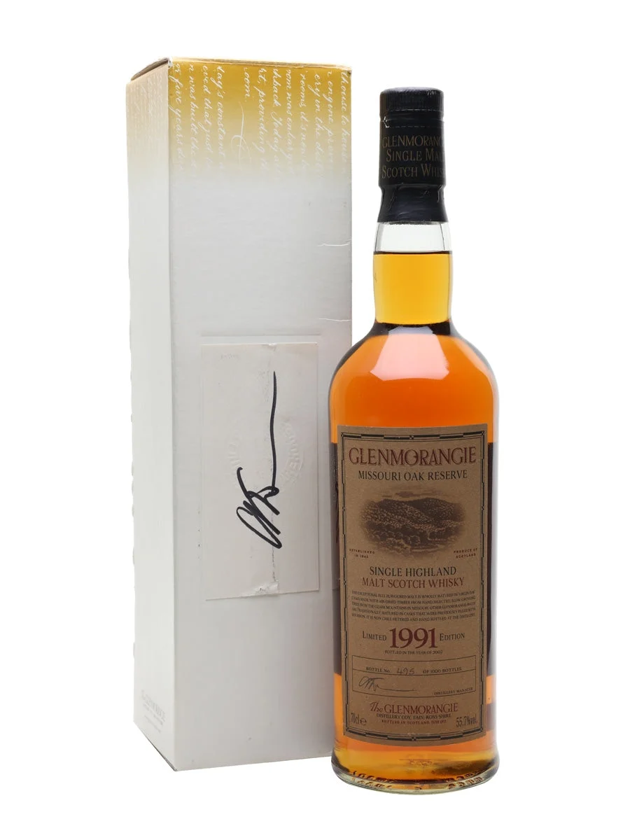 Glenmorangie 1991 Missouri Oak Highland Whisky escocés de pura malta