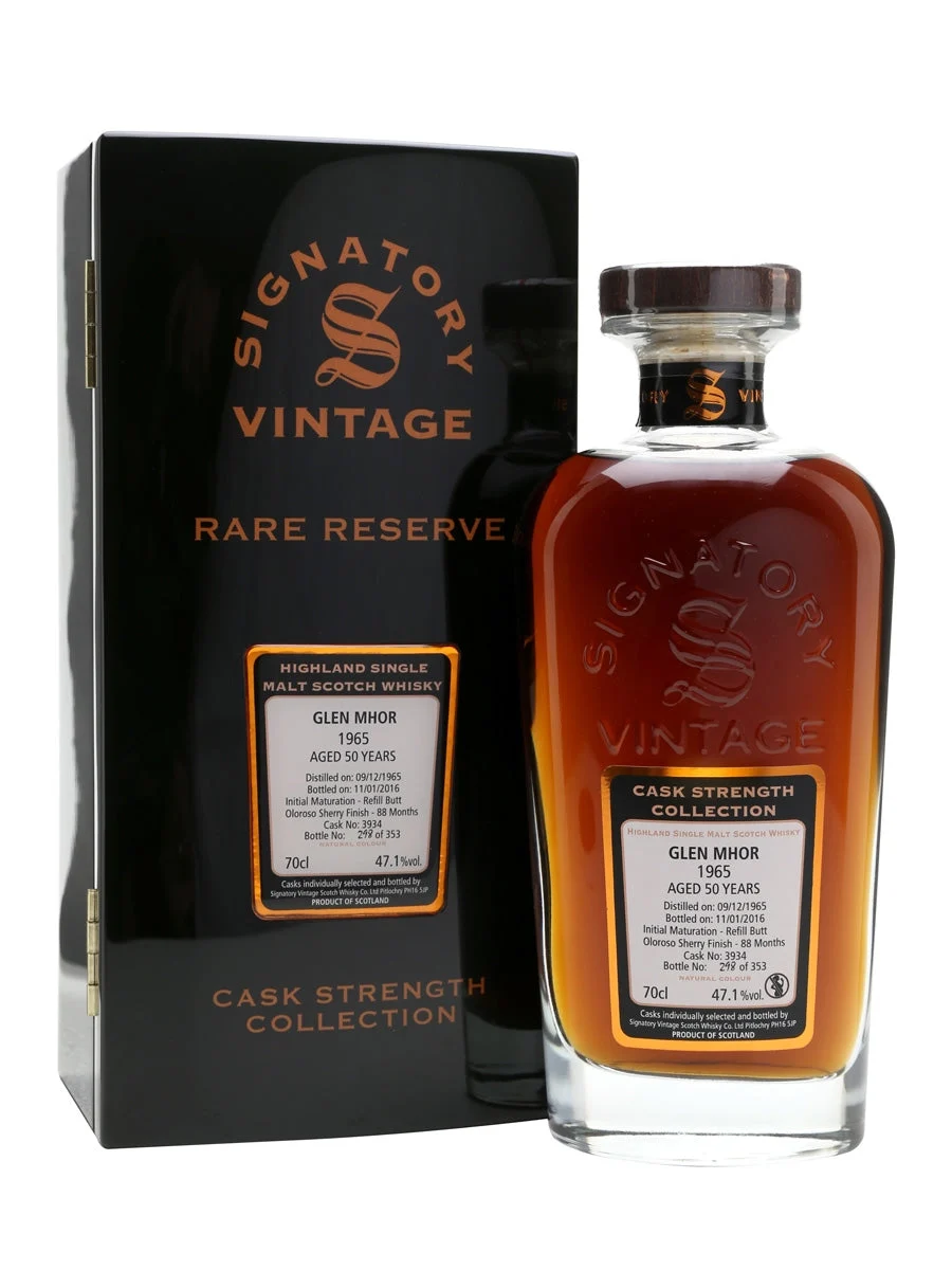 Glen Mhor 1965 50 Year Old Rare Reserve (Signatory) Speyside Single Malt Scotch Whisky - Whiskey