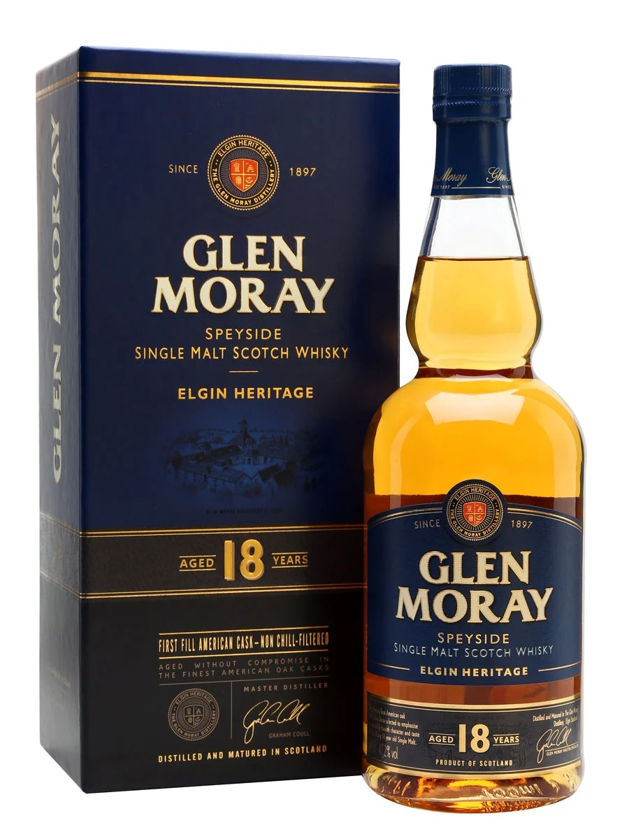Glen Moray 18 Year Old Elgin Heritage Single Malt Scotch Whisky - Whiskey
