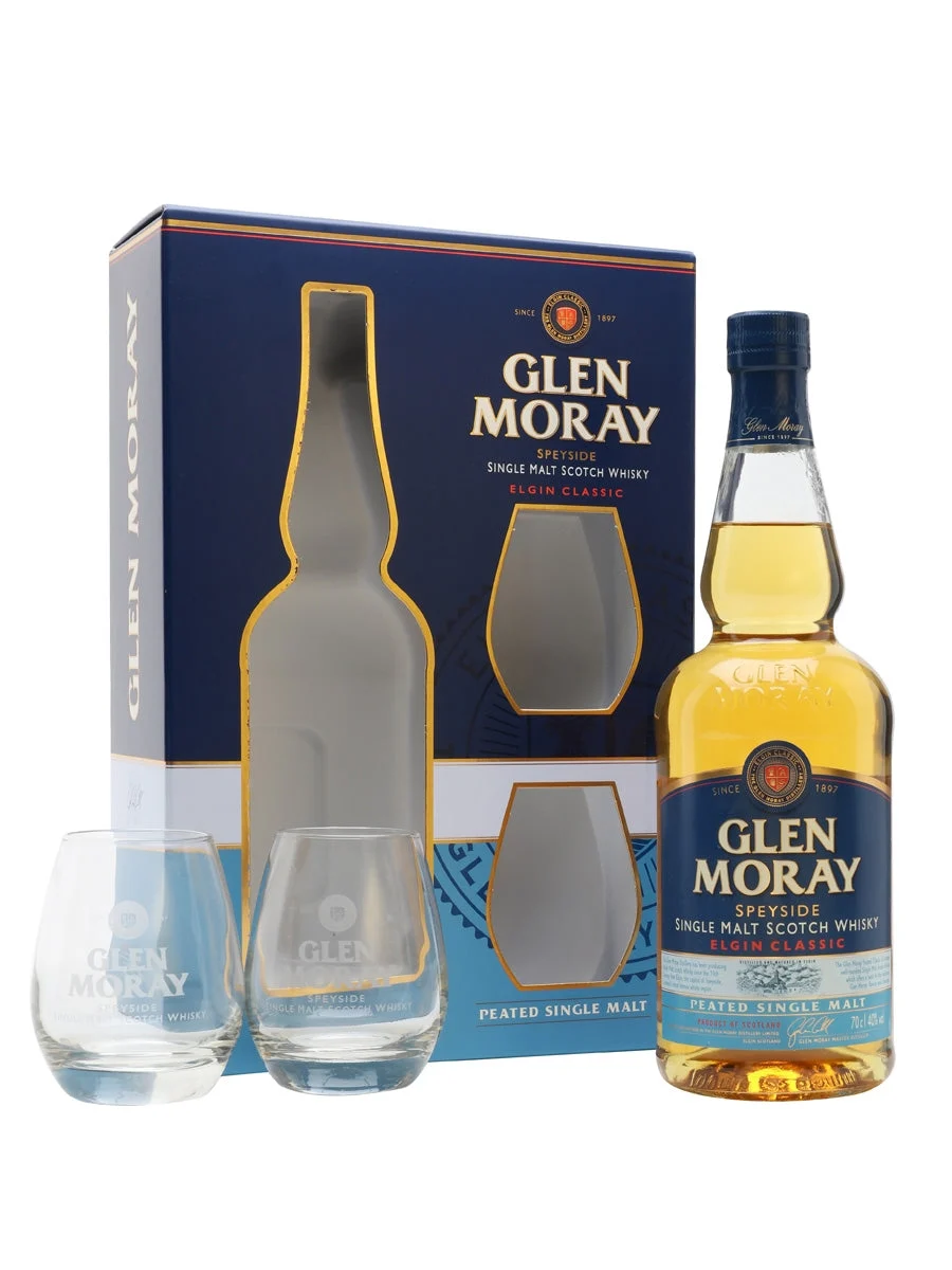 Glen Moray Peated Glass Set Speyside Single Malt Scotch Whisky | 700ML - Whiskey