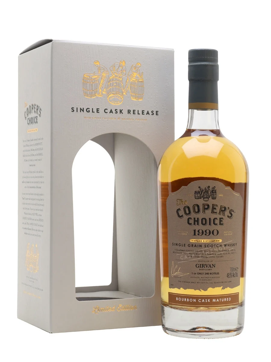 Girvan 1990 30 Year Old The Cooper's Choice Single Grain Scotch Whisky | 700ML - Whiskey