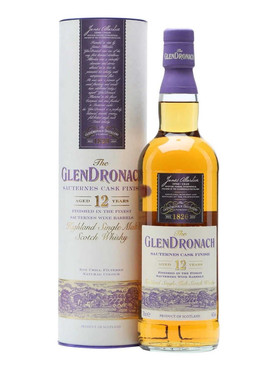 Glendronach 12 Year Old Sauternes Finish Highland Single Malt Scotch Whisky - Whiskey