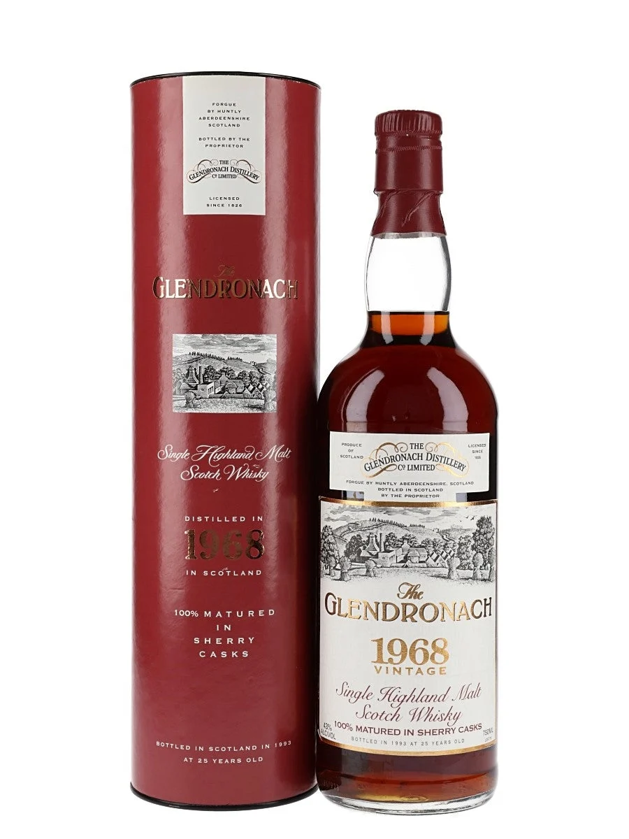 Glendronach 1968 25 Year Old Bot.1993 Sherry Cask Vintage Highland Single Malt Scotch Whisky - Whiskey