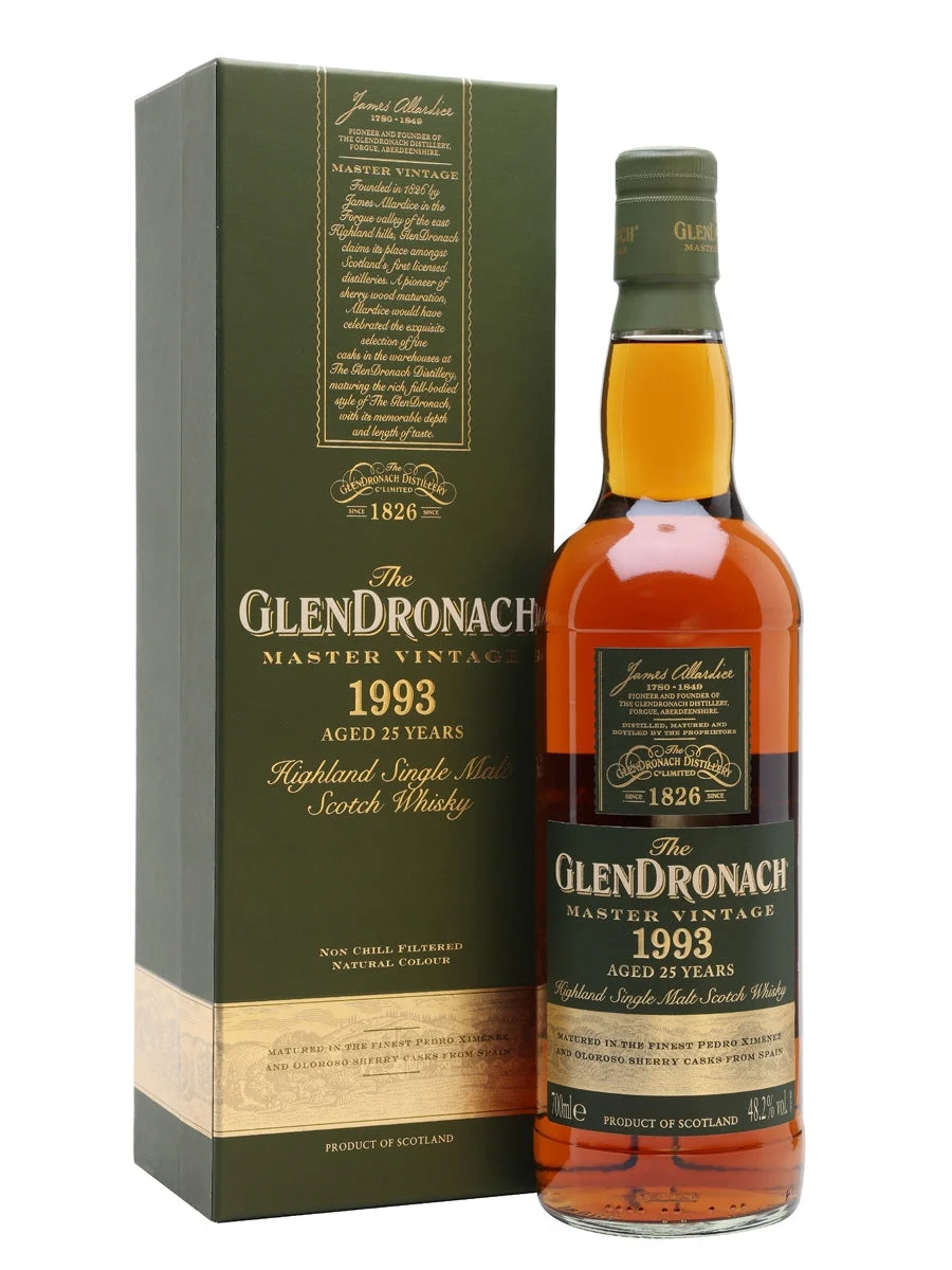 Glendronach 1993 Master Vintage 25 Year Old Highland Single Malt Scotch Whisky - Whiskey