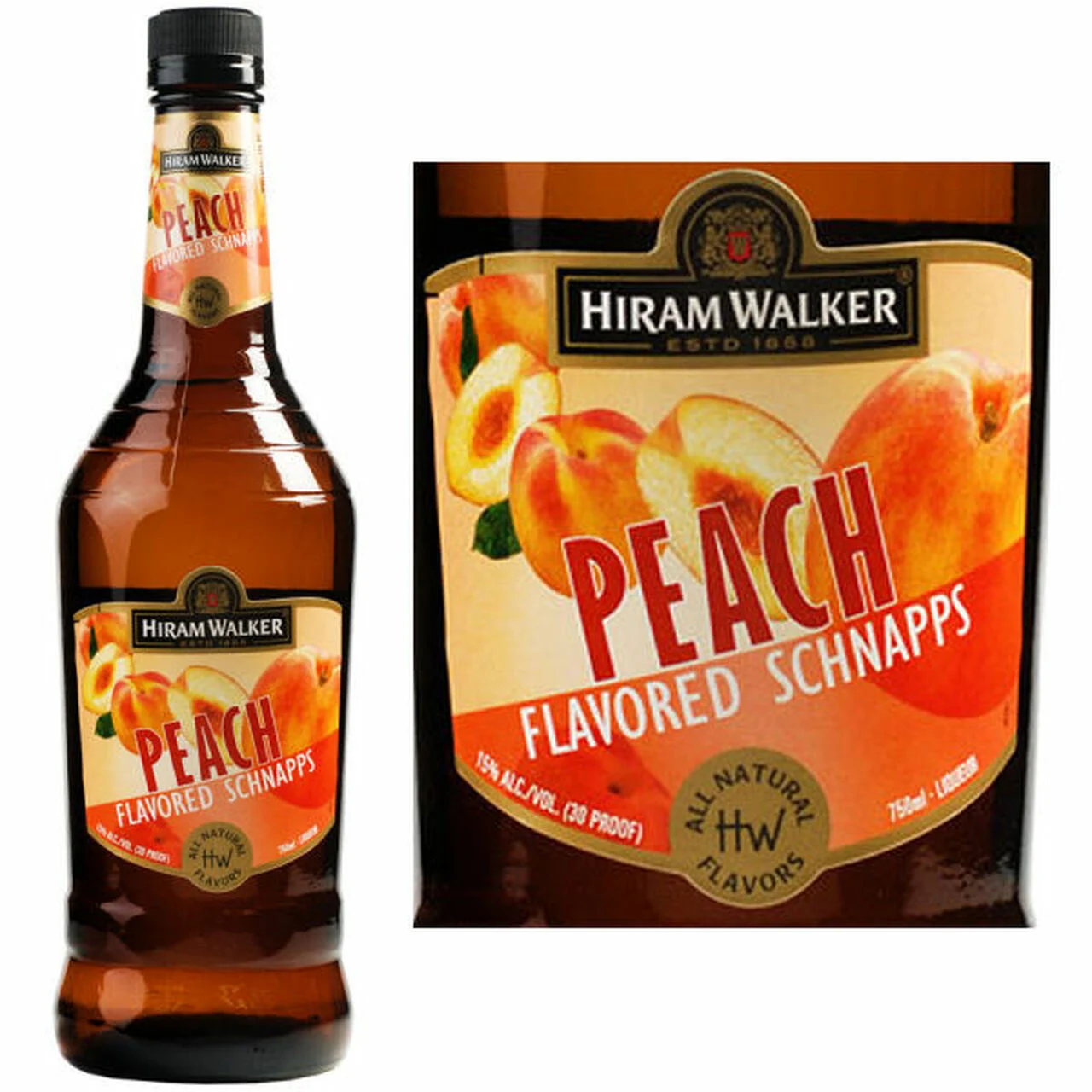 Hiram Walker Peach Flavored Schnapps Liqueur |1L