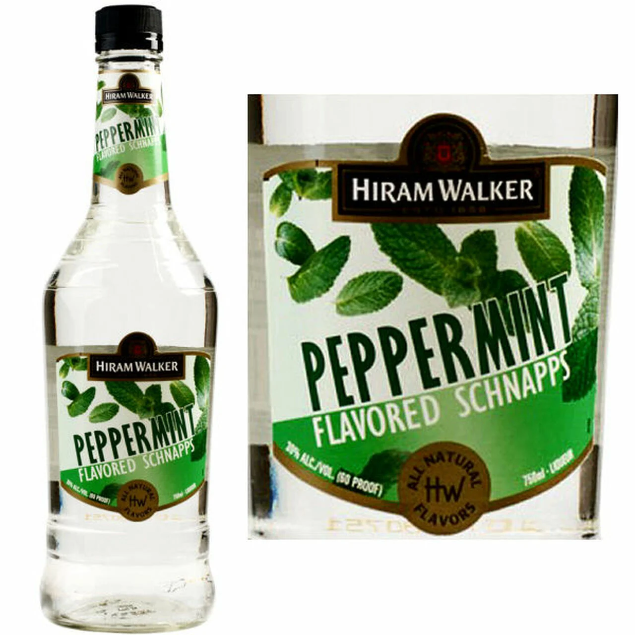 Hiram Walker Peppermint Flavored Schnapps 60 PROOF Liqueur |1L - Licor
