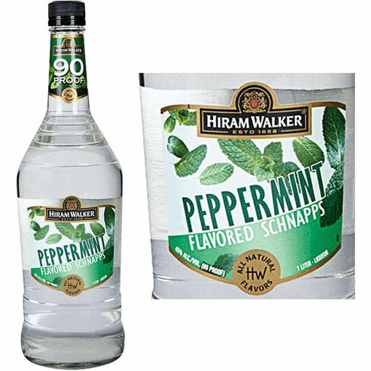 Hiram Walker Peppermint Flavored Schnapps 90 Proof Liqueur |1L - Licor