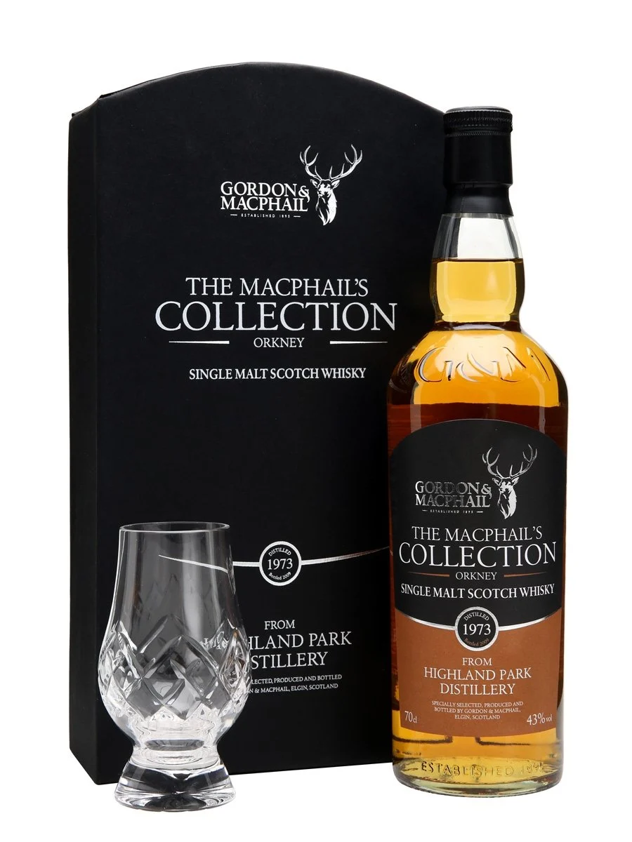 Highland Park 1973 & Glass Set Macphail's Collection Island Single Malt Scotch Whisky | 700ML - Whiskey