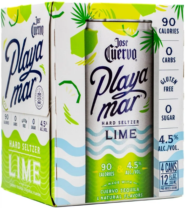 José Cuervo | Playamar Lime Tequila Hard Seltzer (4) Paquete de latas - Listo para beber
