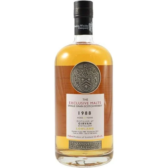 1988 Girvan 27 Year Old Exclusive Malts Single Barrel Cask Strength Single Grain Whisky