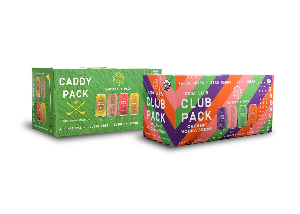 Paquete de club y carrito de libaciones levantadas | Paquete variado combinado (16) latas - Listo para beber