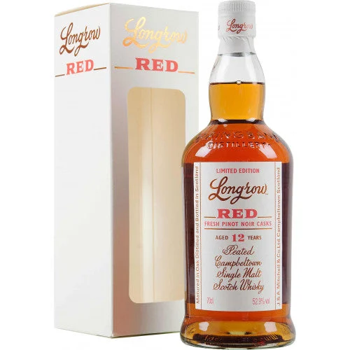 Longrow Red Fresh Pinot Noir Casks Finished 12 Year Old Peated Single Malt Scotch Whisky - Whiskey
