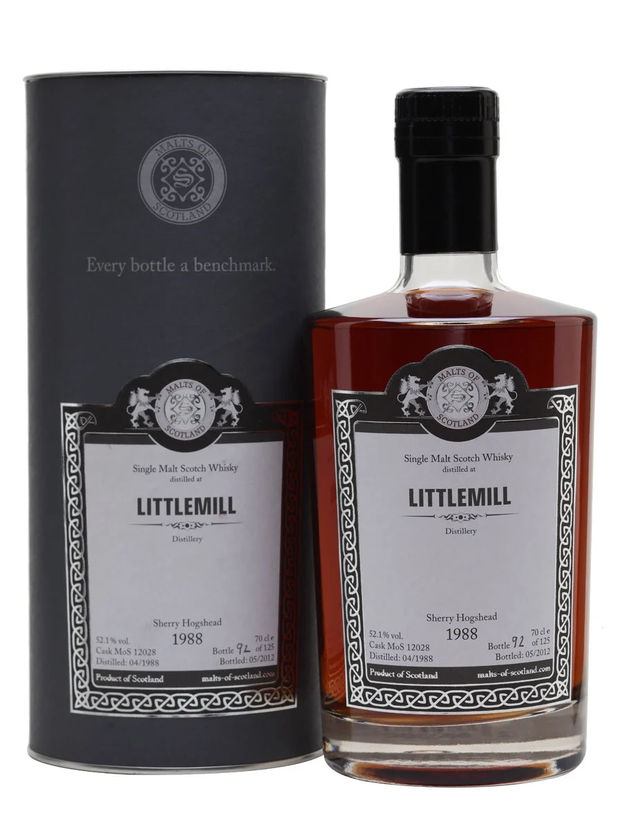 Littlemill 1988 Sherry Hogshead Malts of Scotland Lowland Single Malt Scotch Whisky | 700ML - Whiskey