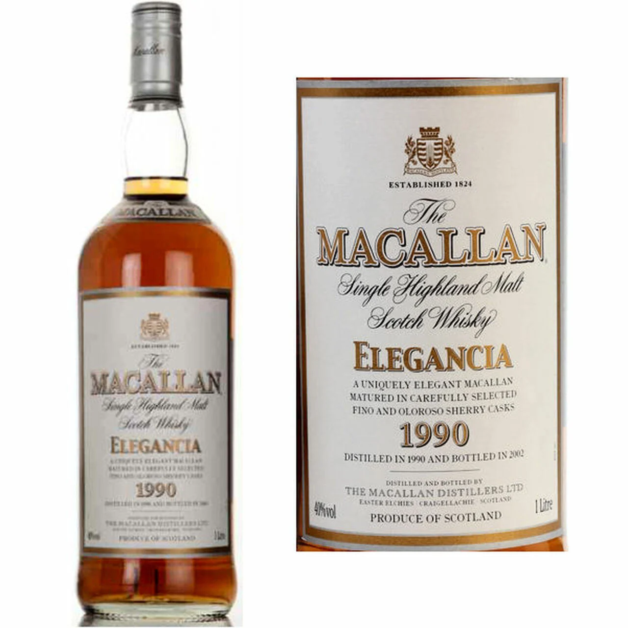 Macallan 1990 Elegancia 12 Year Old Speyside Single Malt Scotch Whisky | 1L - Whiskey