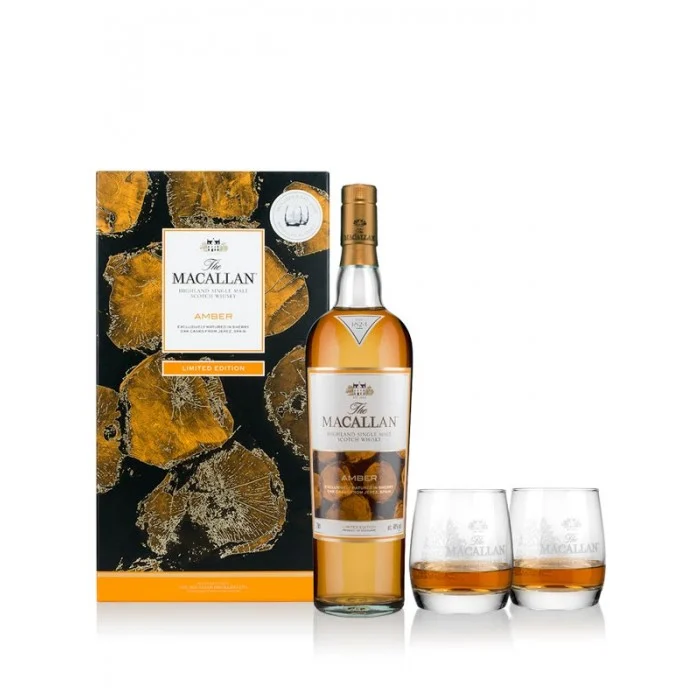 Macallan Amber Limited Edition Gift Pack Speyside Single Malt Scotch Whisky - Whiskey