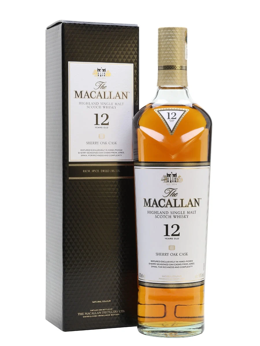 Macallan 12 Year Old Sherry Oak Speyside Single Malt Scotch Whisky | 700ML - Whiskey