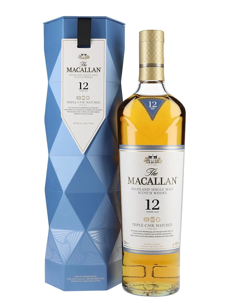 Macallan 12 Year Old Triple Cask Xmas Gift Carton Speyside Single Malt Scotch Whisky - Whiskey