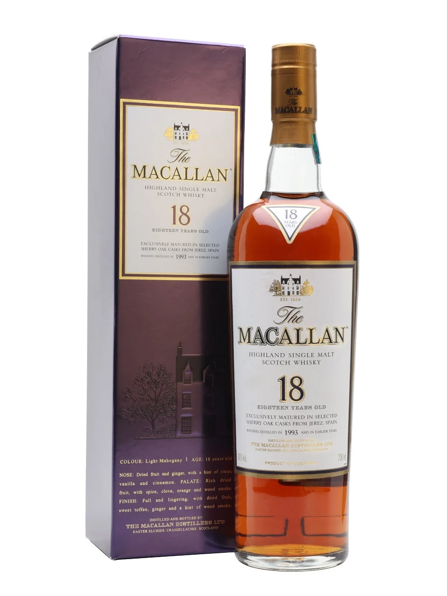 Macallan 1993 18 años Sherry Oak Speyside Whisky escocés de pura malta