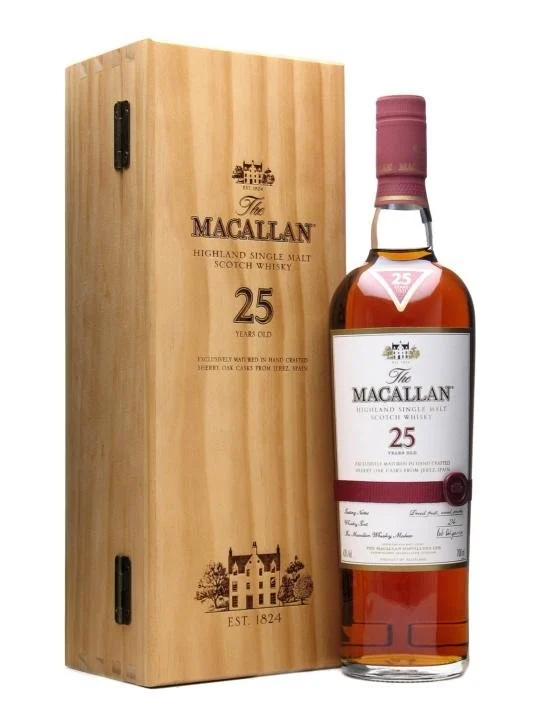 Macallan 25 Year Old Sherry Oak Speyside Single Malt Scotch Whisky - Whiskey