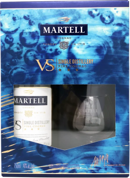 Martell VS Single Distillery Fine Cognac W/2 Glass
