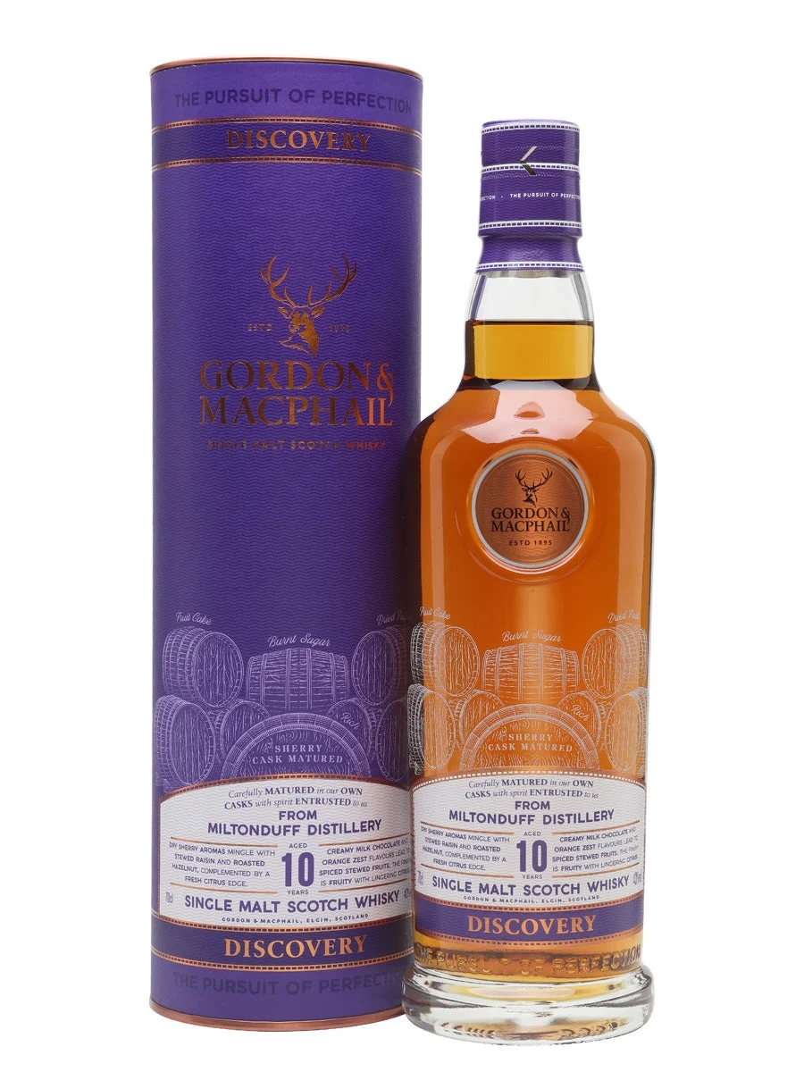 Miltonduff 10 Year Old Sherry Cask G&M Discovery Range Speyside Single Malt Scotch Whisky | 700ML - Whiskey