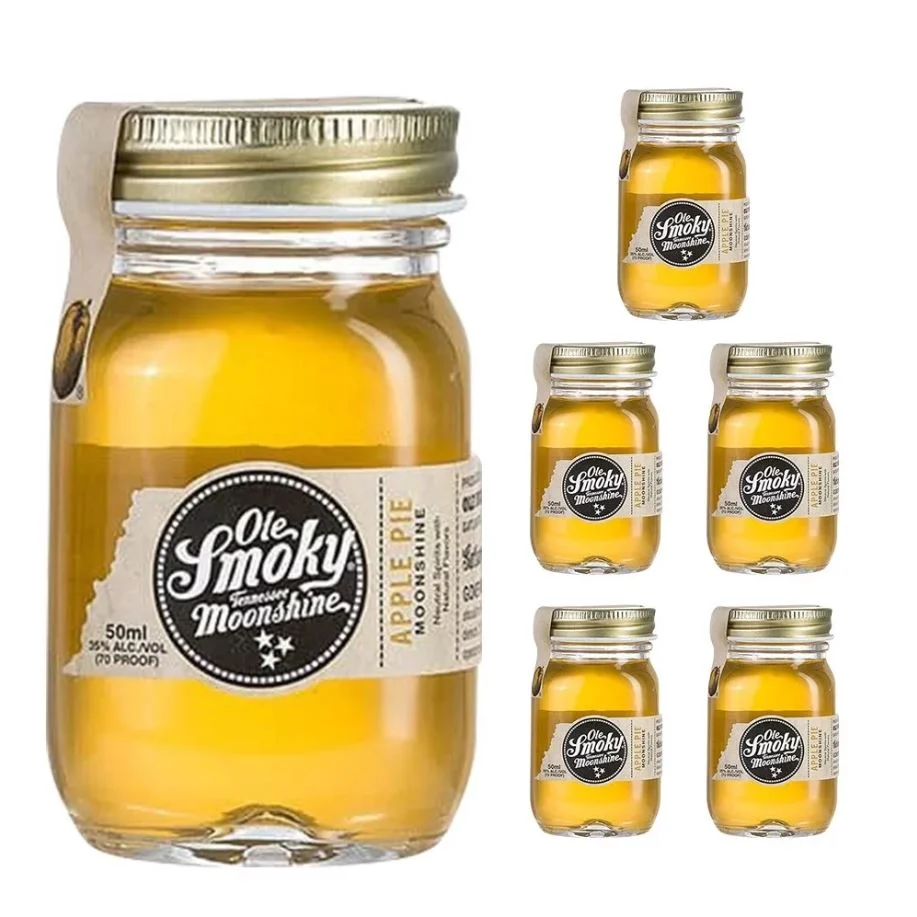 Ole Smoky Apple Pie Moonshine Mini Tarro 50ml (paquete de 6) - Whisky