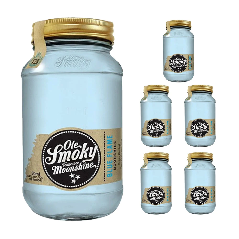 Minitarro Ole Smoky Blue Flame Moonshine 50ml (paquete de 6) - Whisky