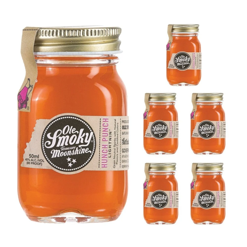 Minitarro Ole Smoky Moonshine Hunch Punch Lightnin de 50 ml (paquete de 6) - Whisky