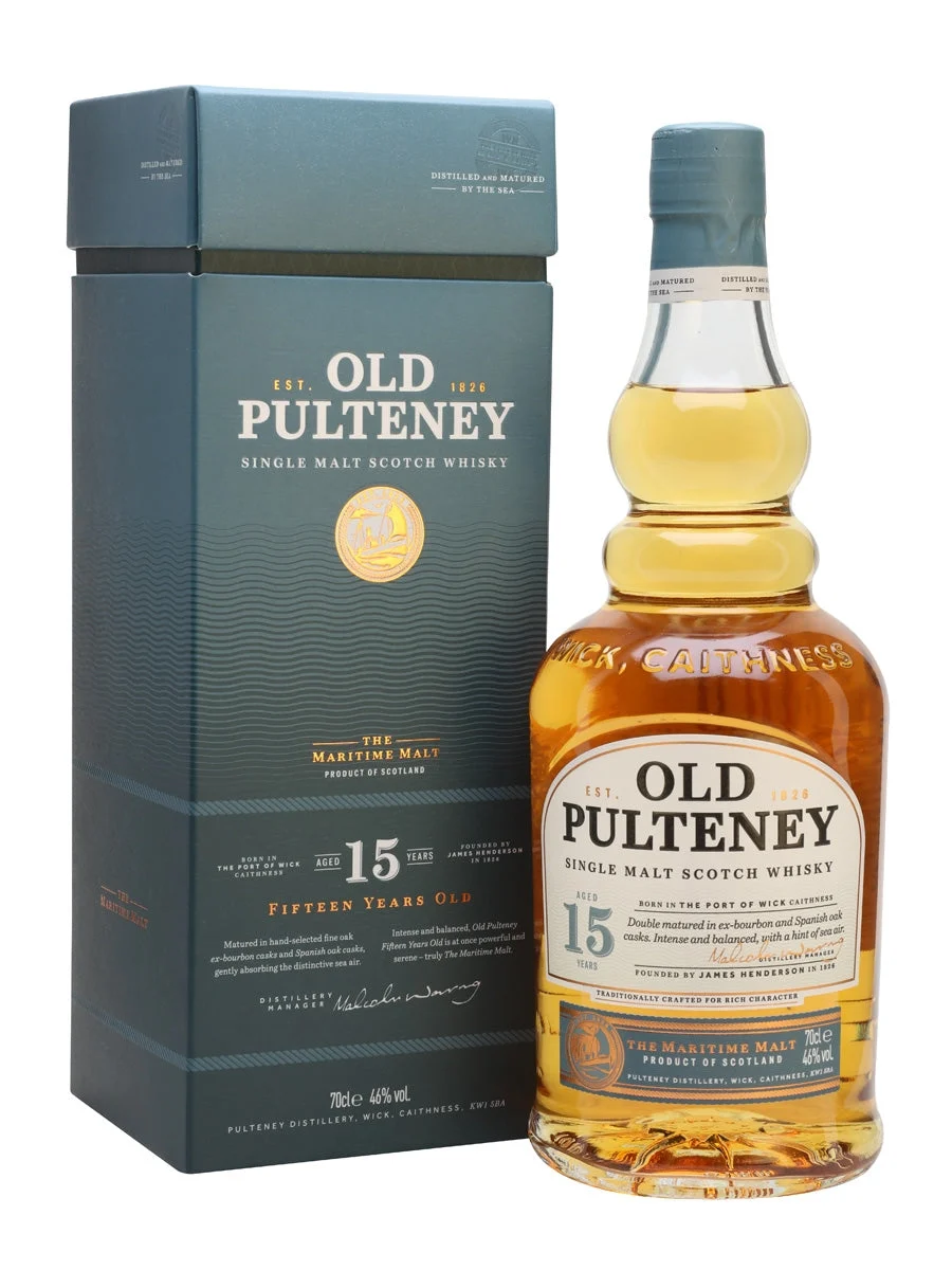 Whisky escocés de pura malta Highland Old Pulteney de 15 años | 700ML - Whiskey