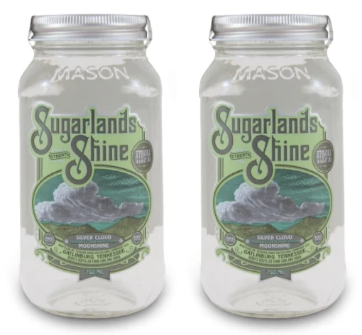 Brillo de las Tierras de Azúcar | Silver Cloud Tennessee Sour Mash Moonshine (2) paquete de botellas - Luz de la luna