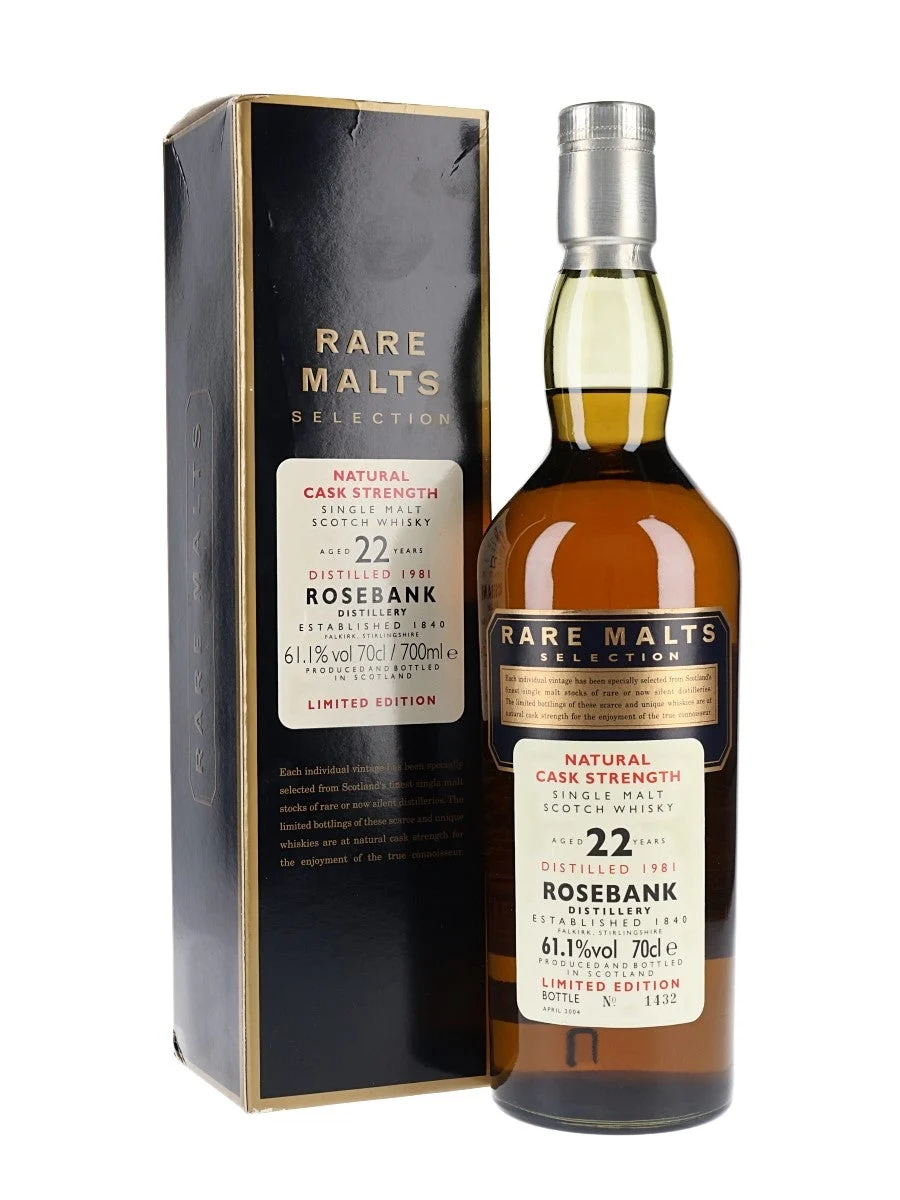 Rosebank 1981 22 años Whisky escocés de malta única de maltas raras