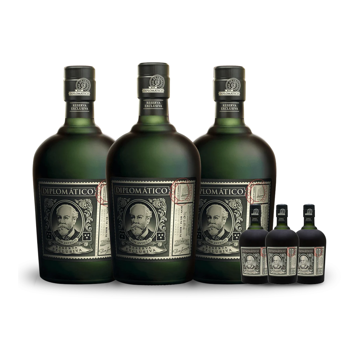Diplomático Reserva Exclusiva Rum (3) Bottle Bundle w/Free Minis (3)