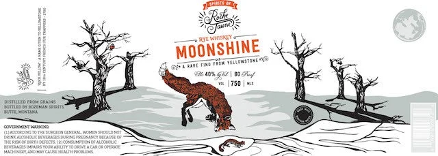 Headframe Spirits/Bozeman Spirits Roche Jaune Rye Whiskey Moonshine - Luz de la luna