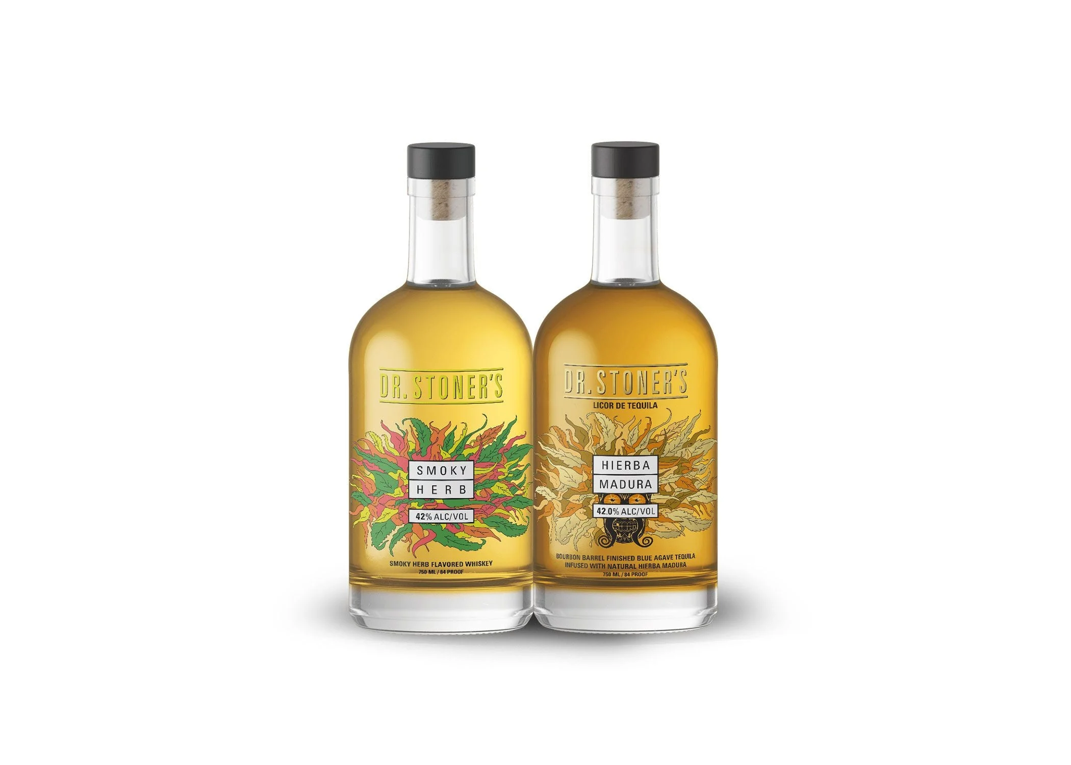 Dr. Stoner's Smoky Herb Whiskey & Hierba Madura Tequila (2) Bottle Bundle - Other