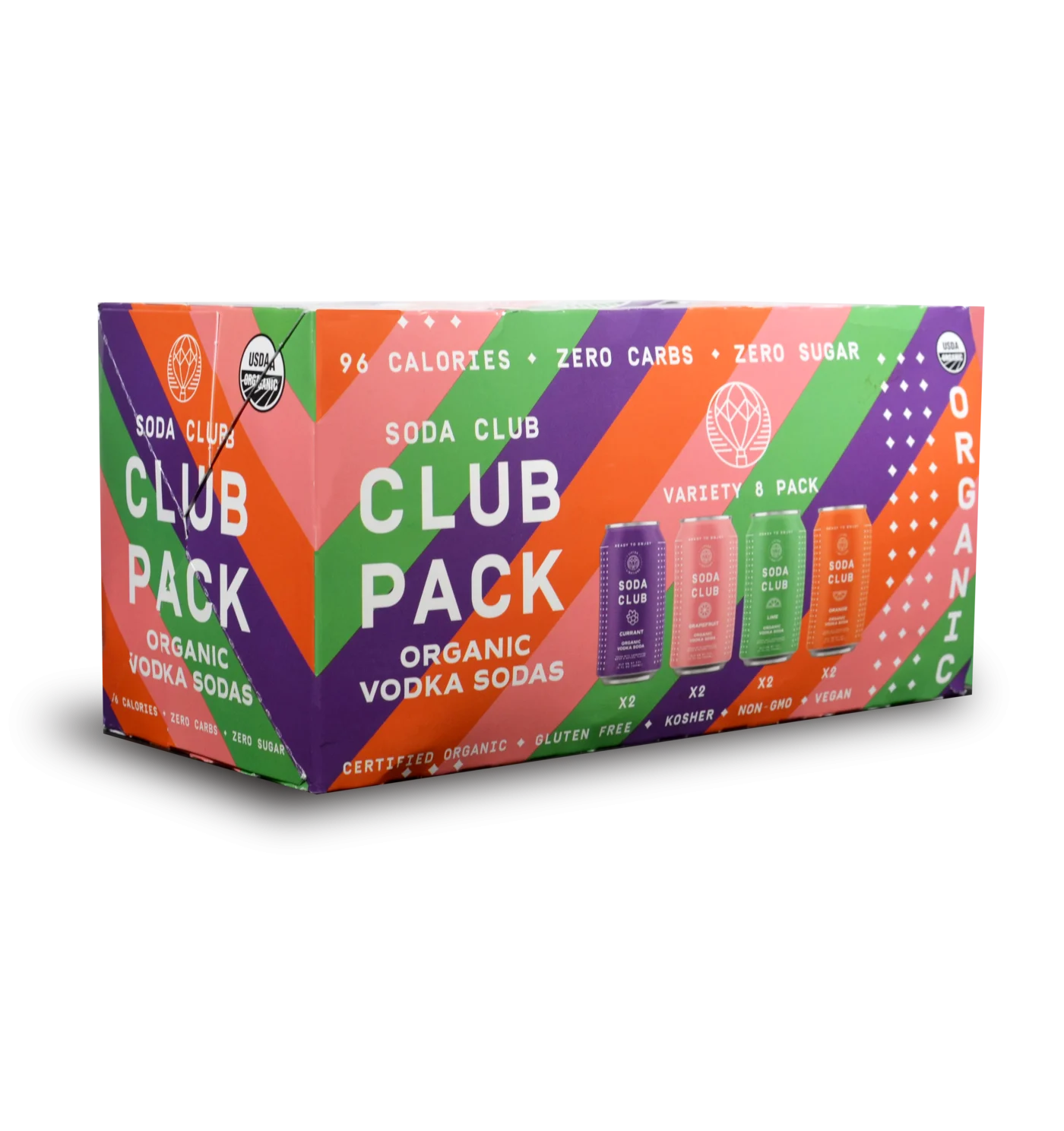 Lifted Libations Club Pack | Organic Vodka Soda Variety Pack (8) Cans - Ready To Drink