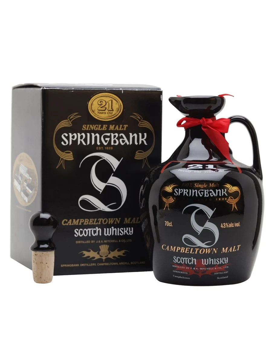 Springbank 21 Year Old Bot.1990s Ceramic Decanter Campbeltown Single Malt Scotch Whisky | 700ML - Whiskey