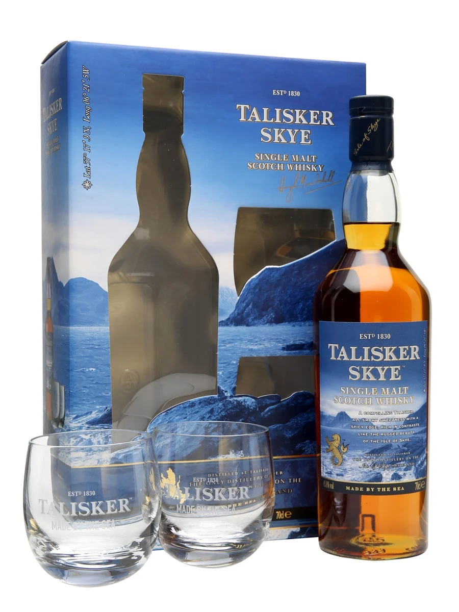 Talisker Skye 2 Glass Pack Island Single Malt Scotch Whisky - Whiskey